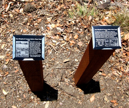 Informational posts at the beginning of the trail explaining the project.